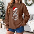 thumbnail image 5 of larpptyWomen Christmas Sweatshirts Vintage Musical Xmas Graphic Crewneck Pullover Casual Long Sleeve Sweater Shirts (Brown, L), 5 of 9