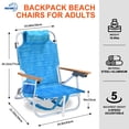 thumbnail image 3 of Backpack Beach Chairs for Adults 2 Pack, Beach Towel Backpack Beach Chairs with 5-Position Adjustable, Folding Beach Chair with Pouch Folding and Cup Holder, 600D Oxford Cloth, 3 of 5