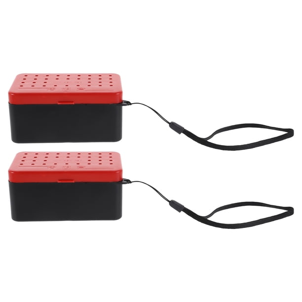 ColoMX Kit de 2 cajas de aparejos de pesca portátiles, caja de almacenamiento de cebo de doble capa para lombrices rojas y lombrices de arena, transpirable para adultos.