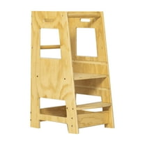Adjustable Kids Learning Standing Tower with 3 Height Levels, Wooden Step Stool with Safety Rails, Kitchen Stool Helper for Toddlers