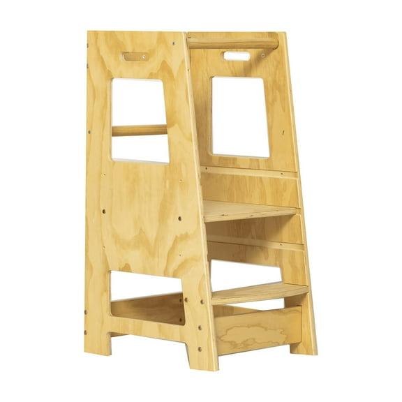 Adjustable Kids Learning Standing Tower with 3 Height Levels, Wooden Step Stool with Safety Rails, Kitchen Stool Helper for Toddlers