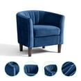 LINSY HOME Velvet Accent Chair with Ottoman for Living Room, Blue