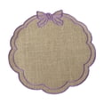 thumbnail image 2 of Linnome Flower Shaped Embroidered Linen Placemats, Bow Decor Heat Resistant Table Mats, Washable Stitched Insulation Plate Mats for Dining Table, Coffee Table Decor, 2 of 6