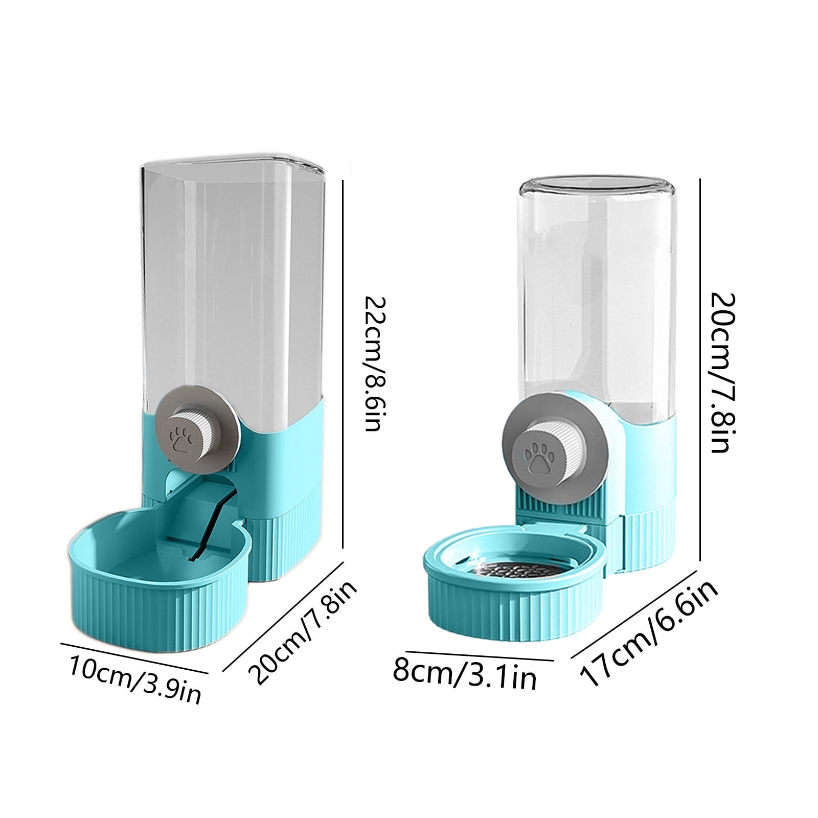 AUHomi Automatic Rabbit Feeders for Cages, Gravity Cat Food Dispenser, Hanging Bunny Feeder Water Dispenser Set, Cage Cat Food Bowl, Pet Feeding Station for Guinea Pigs Ferrets Chinchillas (Blue)