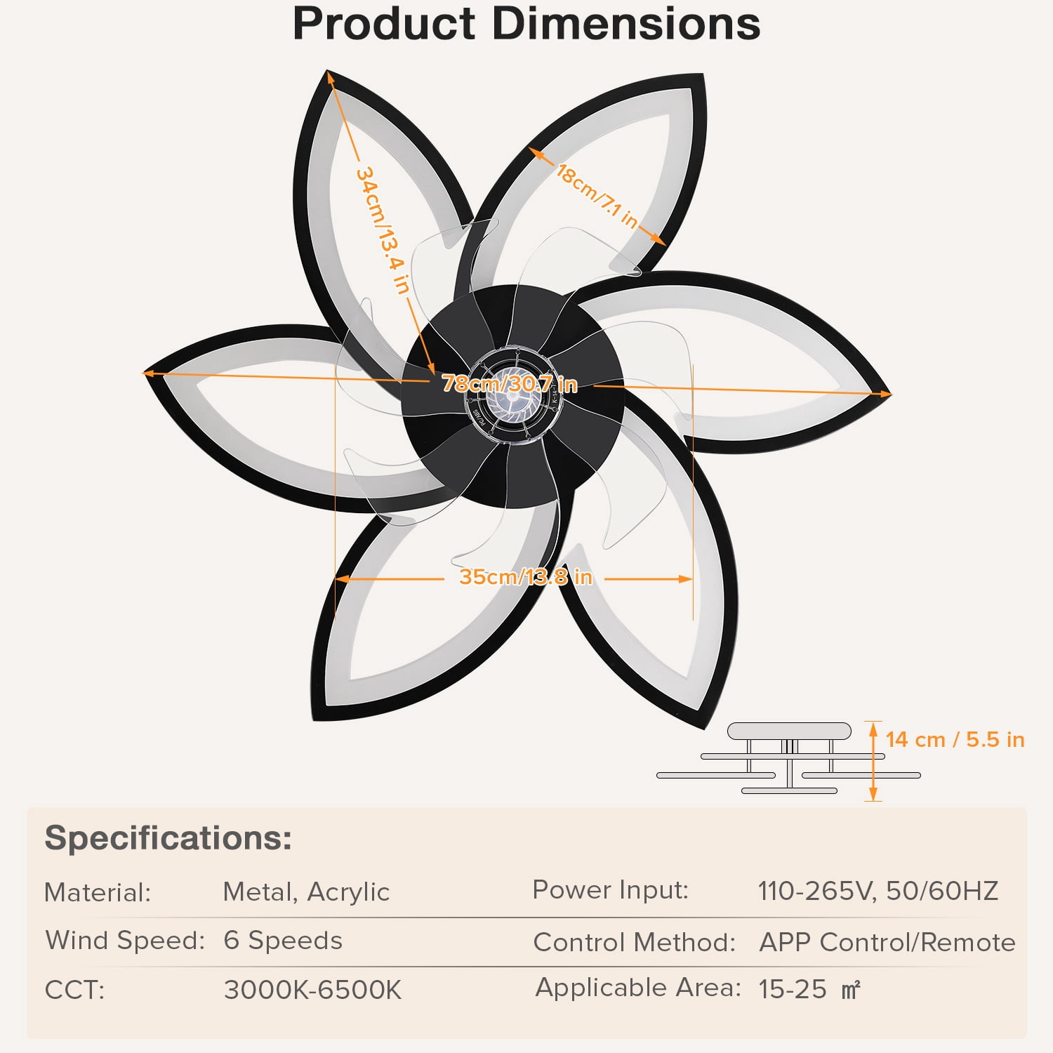 Ceiling Fan Light and Remote FIMEI Ceiling Light with Fan 3 Colors 6 Wind Levels