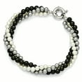 thumbnail image 1 of Sterling S Majestik Rh-pl 3 Row 4-5mm Wht/Grey/Blk Imitat Shell Pearl Brace 7.5 Inch "Bracelets, 1 of 5