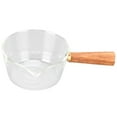 thumbnail image 3 of Glass Milk Pot with Wooden Handle V Shaped Spout Noodles Saucepan Home Kitchen Cookware Accessory400ml, 3 of 9
