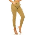 thumbnail image 2 of Women's Casual High Waist Solid Straight Leg Cargo Pants Multi Pocket Camouflage Outdoor Stretchy Capris Pants Yellow,XL, 2 of 7