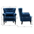 thumbnail image 5 of Guyou Mid Century Accent Chair Modern Button Tufted Armchair Wingback Club Chair Velvet Single Sofa Lounge Chair with Pillow for Living Room Bedroom, Blue, 5 of 12