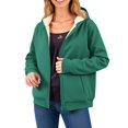 thumbnail image 5 of Womens Sherpa Lined Hoodie Thick Fleece Zip Up Winter Warm Comfy Oversized Hooded Sweatshirt Jacket with Pockets, 5 of 6