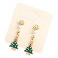 thumbnail image 1 of Pendiente de botón navideño - Regalos navideños de festivas navideñas para mujeres, , niñas, preciosos pendientes colgantes corazón árbol de navidad 3pcs, 1 of 8