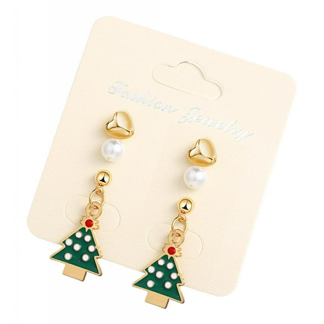 Pendiente de botón navideño - Regalos navideños de festivas navideñas para mujeres, , niñas, preciosos pendientes colgantes corazón árbol de navidad 3pcs