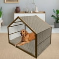thumbnail image 2 of Oriental Pet House, Classical Pattern with Damask Ornaments Antique Flourish Curly Leaves Pattern, Outdoor & Indoor Portable Dog Kennel with Pillow and Cover, 5 Sizes, Taupe and Beige, by Ambesonne, 2 of 4
