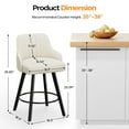 thumbnail image 2 of Ktaxon Swivel Bar Stools Set of 2, 35" Counter Height Adjustable Fabric Bar Stools for Kitchen Island, Modern Beige, 2 of 7