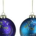 thumbnail image 3 of Set of 2 Regal Peacock Purple and Blue Glass Ball Christmas Ornament 4", 3 of 4