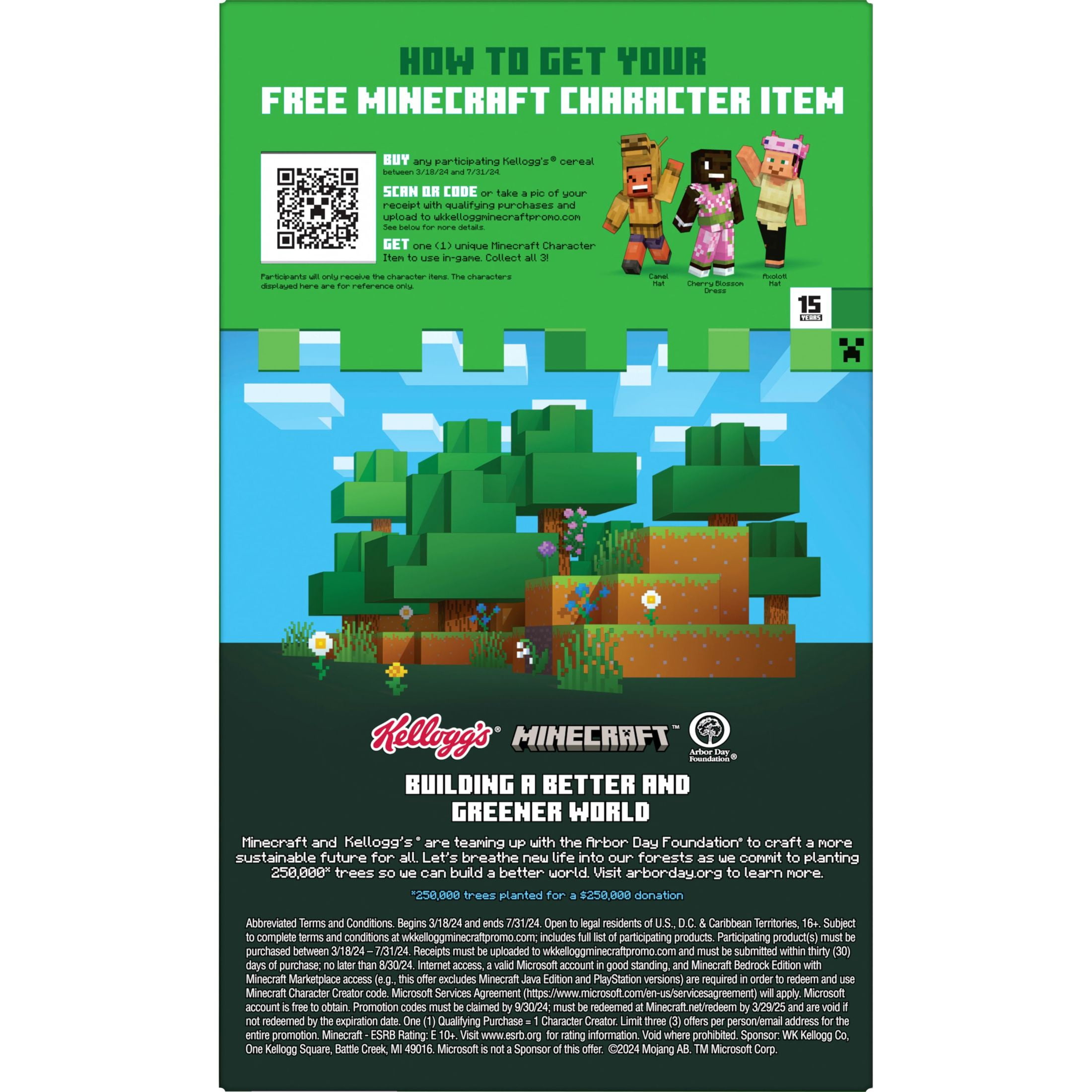 Kellogg's Minecraft Creeper Crunch Breakfast Cereal, Kids Cereal, Family Breakfast, Family Size, Cinnamon with Marshmallows, 12.7oz Box (1 Box)