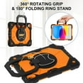 thumbnail image 6 of SaniMore Case for iPad 10th Generation 10.9" 2022, Shockproof Bumper Shoulder Strap 360° Rotating Handle Bracket + Pencil Holder Tri-layer Hybird Anti-drop Kids Shell, Black+Orange, 6 of 8