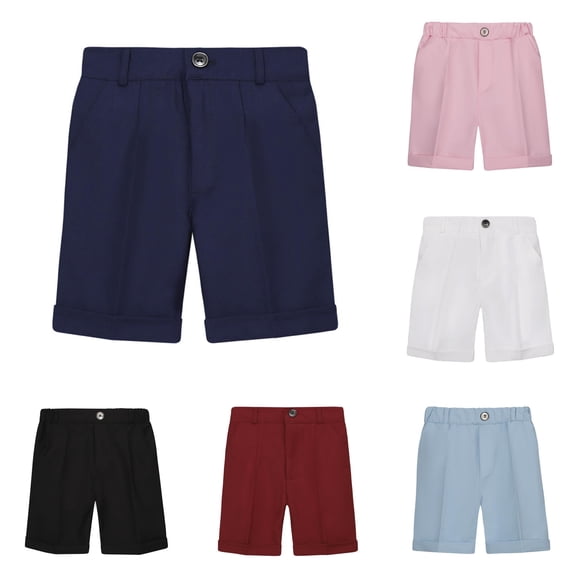 Boys Shorts Loose Fit Casual Breathable Solid Color Pleated Shorts Outdoor wear