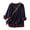 Navy, variant on Womens Tops Cotton Linen 3/4 Sleeve V Neck Loose Fit Blouse With Vintage Embroidery Side Tie Slit Design Polyester Spandex Blend For Casual Daily Wear 4Xl Sweaters For Women