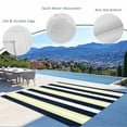 thumbnail image 3 of Yellow Navy Blue Striped Outdoor Rug 4x6 Ft - Reversible Patio Rug Outdoor Camping Rugs, Neutral Minimalist Lines Washable Indoor Outdoor Area Rugs, Non-Slip Outdoor Carpet Runner for Deck/Porch, 3 of 8