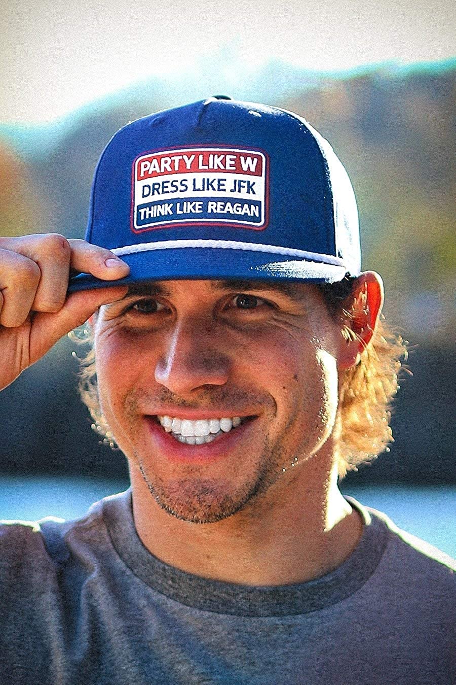 party like w dress like jfk hat Burlebo Men's Blue Party Like W JFK Reagan Snapback Cap