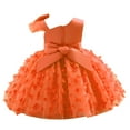 thumbnail image 2 of YONGHS Baby Girls 3D Butterfly Applique Sleeveless Bowknot Tutu Dress Wedding Pageant Party Gown Orange 12-18 Months, 2 of 7