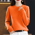 thumbnail image 2 of Women's Long Sleeve Pullovers Sweater Women's Round Neck Loose Casual Knit Bottoming Coat, 2 of 4