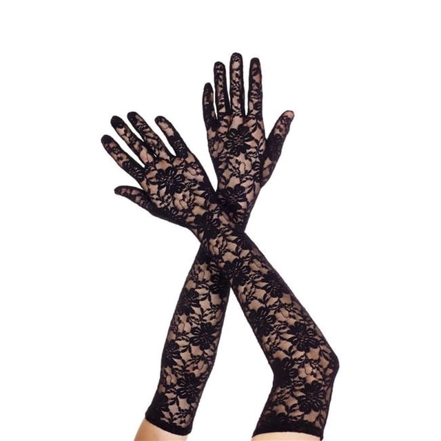 Gants de Dentelle Extra Longs&44; Noir