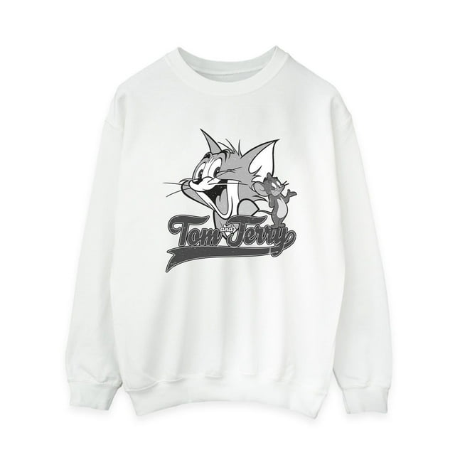 Tom And Jerry Womens Greyscale Square Sweatshirt