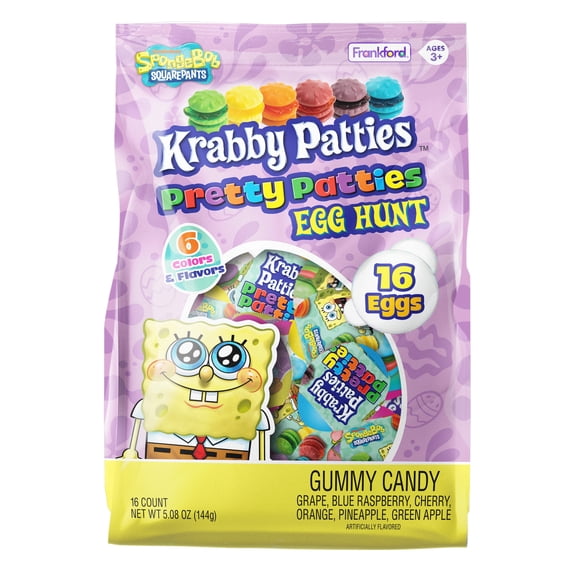 SpongeBob SquarePants Krabby Patties Prefilled Gummy Candy Easter Eggs, 16 Count by Frankford Candy
