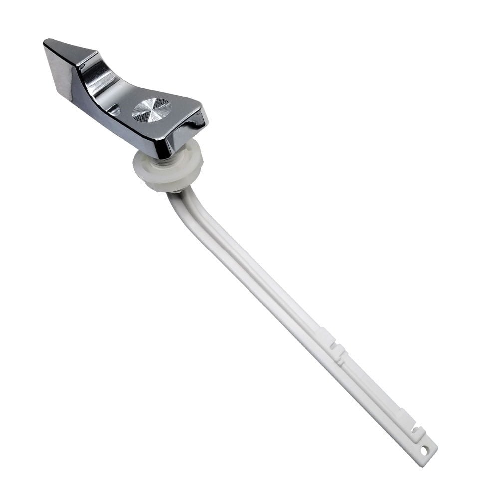Side Mount Toilet Push Button Flush Kit – Trip Lever Replacement With Spring Mechanism, Water-Saving, Durable Plastic, Silver & White