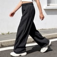 thumbnail image 5 of PMVFHDE Girls Elastic Waist Casual Long Pants Summer Solid Trousers Kids Everyday Bottoms School Outdoor Black,5-6 Years, 5 of 6