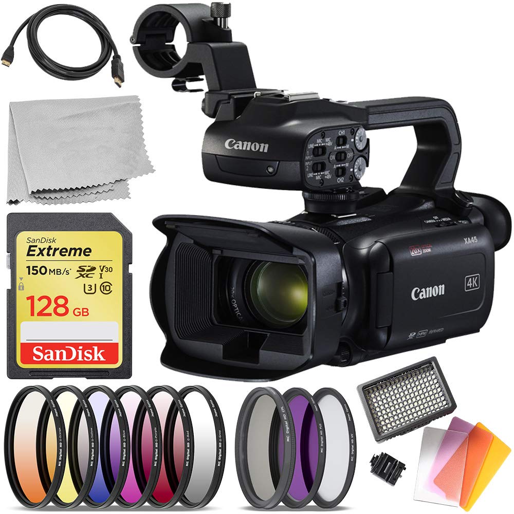 Canon XA50 UHD 4K30 Camcorder with Dual-Pixel Autofocus (PAL) with Starter  Accessory Bundle – Includes: SanDisk Extreme 128GB SDXC Memory Card + 3PC  Multi-Coated Filter Set + Video Light + MORE - Walmart.com