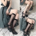 thumbnail image 3 of Aellinatey Women Summer Sexy Transparent Calf Socks Harajuku Vintage Polka Dot Print Jacquard See-Through Mesh Kawaii Lolita Knee High Hosiery, 3 of 19