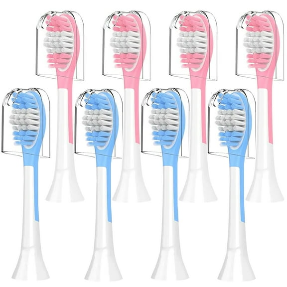 Kids Replacement Heads Compatible with Philips  Kids Toothbrush hx6320, hx6321, hx6032/94, hx6330, hx6331, hx6340, 8 Pack Kids Replacement Brush Heads for kids over 7 Years Old Pink Blue