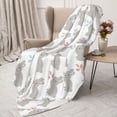 thumbnail image 3 of Fuzoiu Gray Rabbit Print Flannel Throw Blanket,Light Weight Warm Decorative,Throw Blanket Cover for Sofa, Couch, Bedroom,Travel-80"x60", 3 of 6