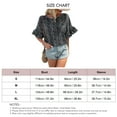 thumbnail image 7 of Women Round Neck T Shirt Leopard Printing Short Ruffle Sleeves Loose Fitting Summer Casual Blouse Black L, 7 of 7