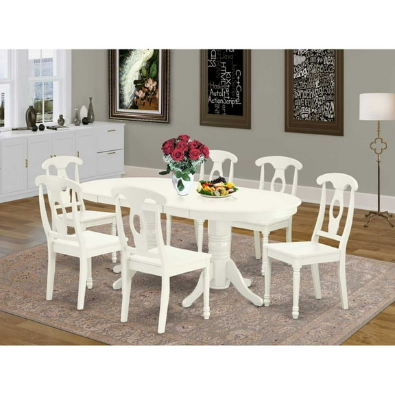 East West Furniture Dining Room Set Linen White, VAKE7-LWH-W