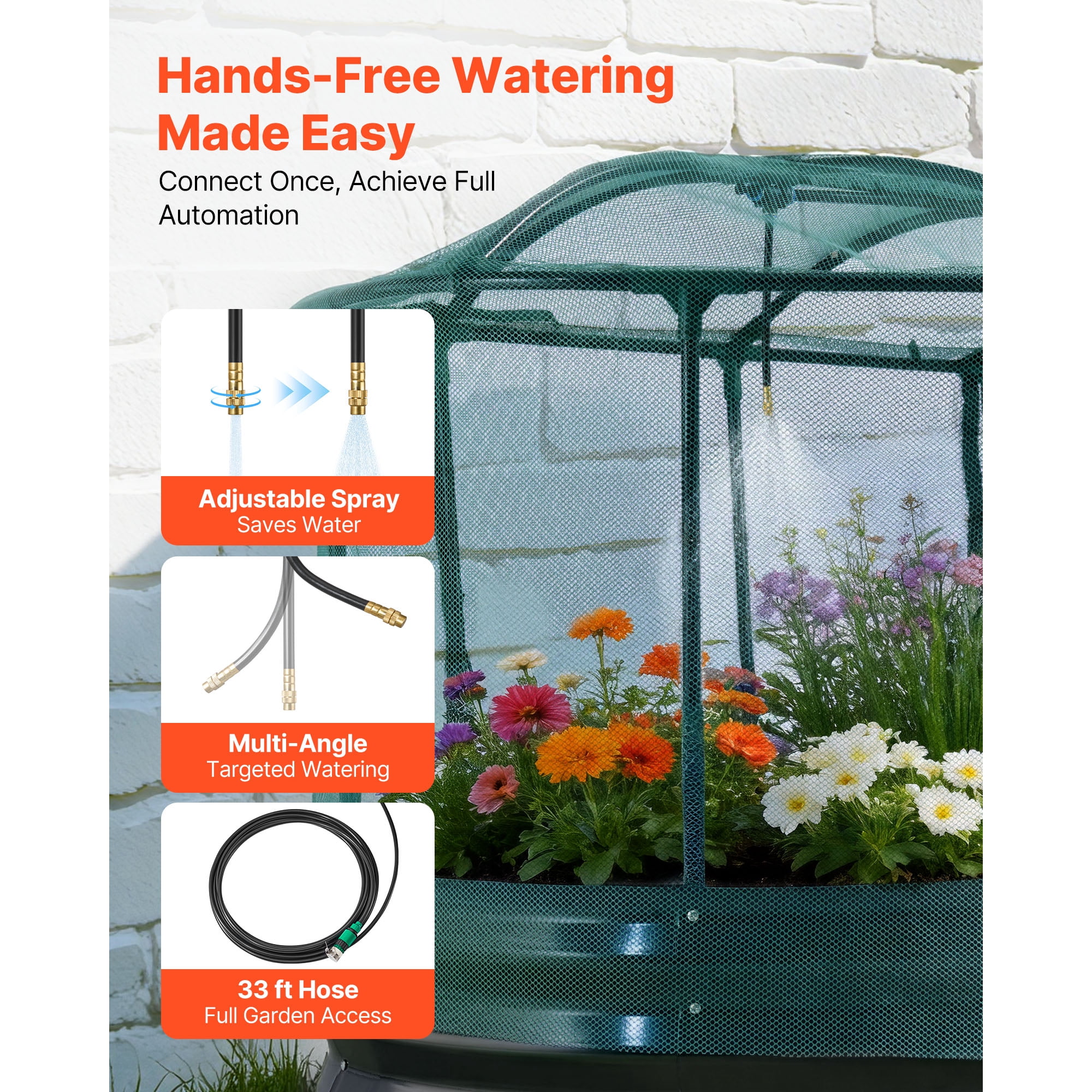 KFFKFF Galvanized Raised Garden Bed, 6 x 3 x 1 ft, with Integrated Watering System and Protective Mesh Cover, Oval Metal Planter Box for Outdoor Use, Rust-Resistant Alu-Zinc, Dark Gray