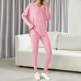 thumbnail image 3 of FAIWAD Women's Pajamas Set 2 Piece Long Sleeve V Neck Tops and Slim Stretchy Pants 2 Piece Sleepwear Matching Leggings, 3 of 6