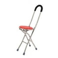 thumbnail image 1 of Round Stool Walking Cane, Walking Stick Chair Combo Stainless Steel 4 Legs  for Outdoor Activities, 1 of 7
