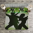 thumbnail image 3 of Ambesonne Party Quilted Bedspread Set 3 Pcs, Disco Couple Dance, Queen Size, Pale Green Dark Green, 3 of 3