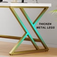 thumbnail image 5 of LVB White and Gold Desk, Modern Wood Home Office Computer Desk, Metal Study Executive Writing Table for Gaming Writing Work, Farmhouse Simple Compact Student PC Desk for Bedroom, 55 Inch, 5 of 18