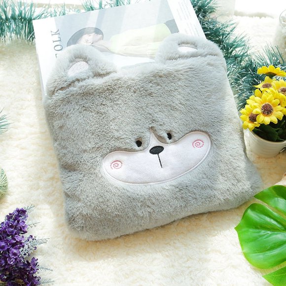 Manta plegable creativa de vellón de coral con dibujos animados, almohada de doble uso, manta para el almuerzo, manta de regalo