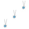 thumbnail image 1 of Qarigey Collar con colgante de cristal de copo de nieve para mujer, cadena de Zirconia, collar con colgante coreano para mujer, joyería para fiesta azul claro 3piezas Qarigey CBP005163, 1 of 6