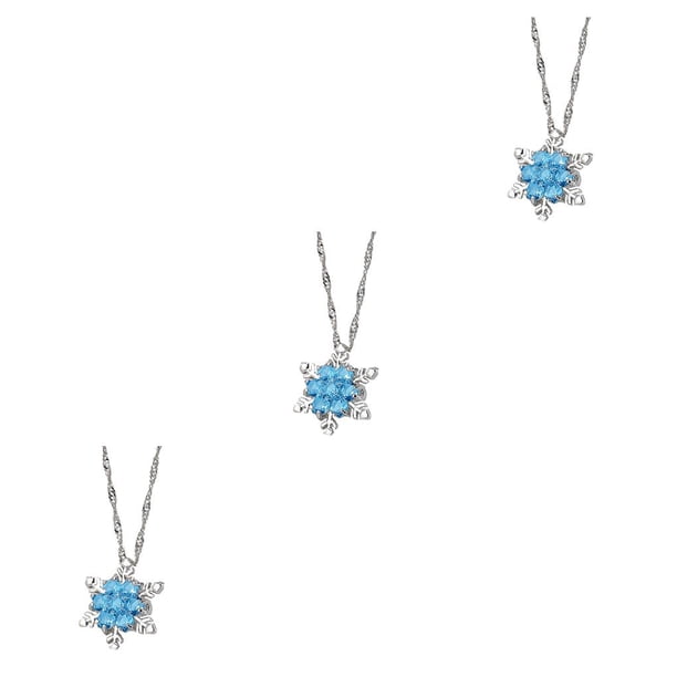 Qarigey Collar con colgante de cristal de copo de nieve para mujer, cadena de Zirconia, collar con colgante coreano para mujer, joyería para fiesta azul claro 3piezas Qarigey CBP005163