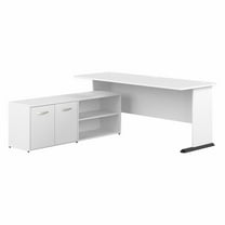 Studio A 72W L Shaped Gaming Desk with Storage in White - Engineered Wood