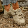 thumbnail image 5 of Womens Platform Fashion Sneakers Casual Canvas Lace up Chunky Flats Non Slip Walking Hiking Shoes, 5 of 7