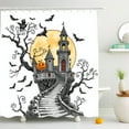 thumbnail image 1 of Whimsical Halloween Shower Curtain - Gothic Castle & Full Moon Design with Bats, 1 of 4