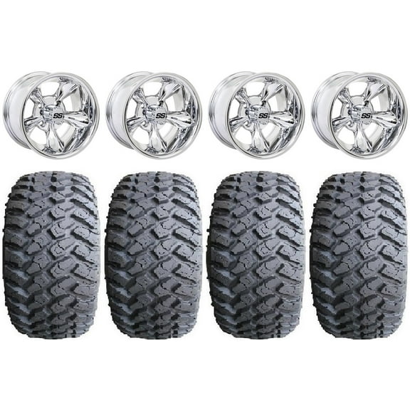 GTW Godfather 12" Golf Cart Wheels Chrome 23" Hammer Tires E-Z-GO & Club Car